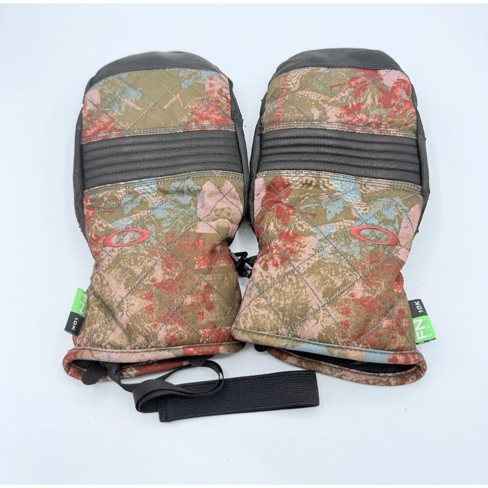 Oakley FN 10K Floral Print Snow Mittens Size S Camo Ski Snowboard Gloves